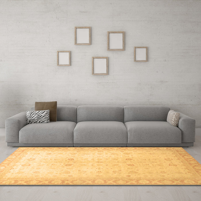 Machine Washable Oriental Brown Traditional Rug in a Living Room,, wshabs36brn