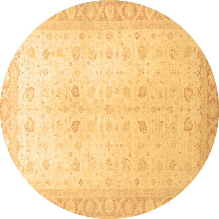 Round Machine Washable Oriental Brown Traditional Rug, wshabs36brn