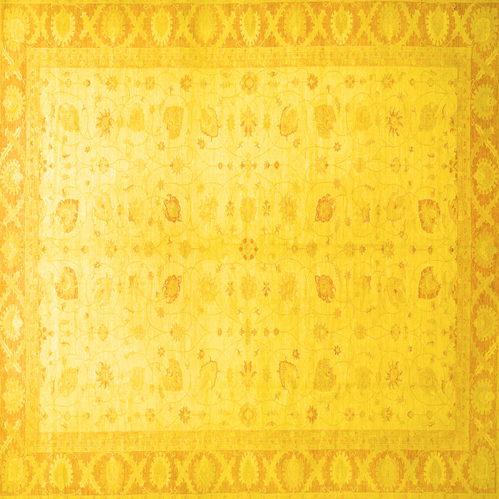 Square Machine Washable Oriental Yellow Traditional Rug, wshabs36yw