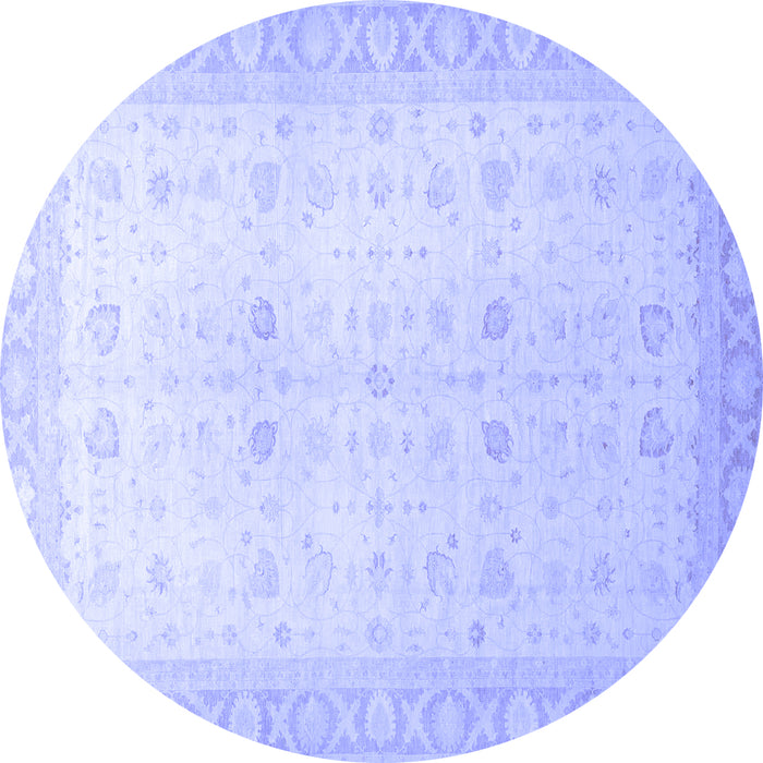 Round Oriental Blue Traditional Rug, abs36blu