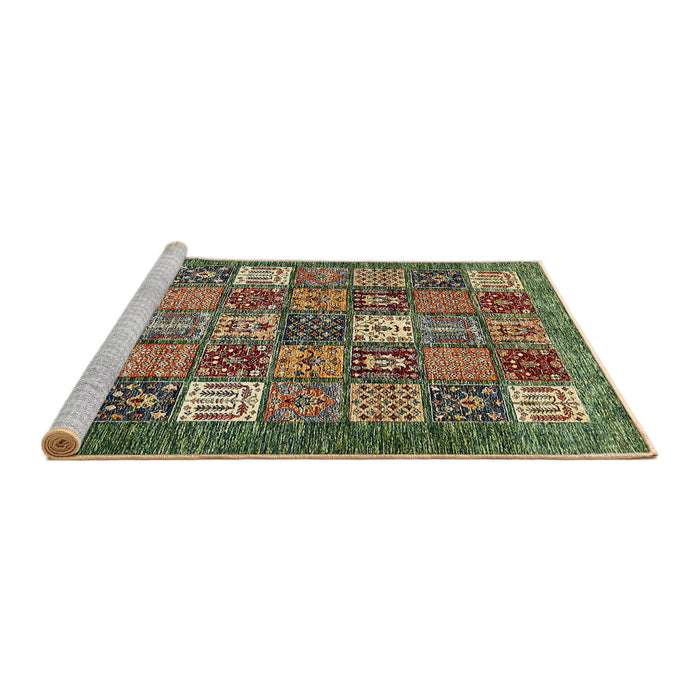 Sideview of Machine Washable Abstract Avocado Green Rug, wshabs370