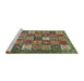 Sideview of Machine Washable Abstract Avocado Green Rug, wshabs370