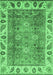 Machine Washable Oriental Emerald Green Traditional Area Rugs, wshabs3700emgrn