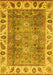 Machine Washable Oriental Yellow Traditional Rug, wshabs3700yw