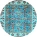 Round Oriental Light Blue Traditional Rug, abs3700lblu