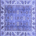 Square Machine Washable Oriental Blue Traditional Rug, wshabs3700blu