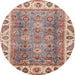 Round Abstract Brown Oriental Rug, abs3700