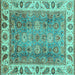 Square Oriental Turquoise Traditional Rug, abs3700turq