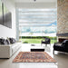 Square Abstract Brown Oriental Rug in a Living Room, abs3700