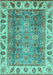 Machine Washable Oriental Turquoise Traditional Area Rugs, wshabs3700turq