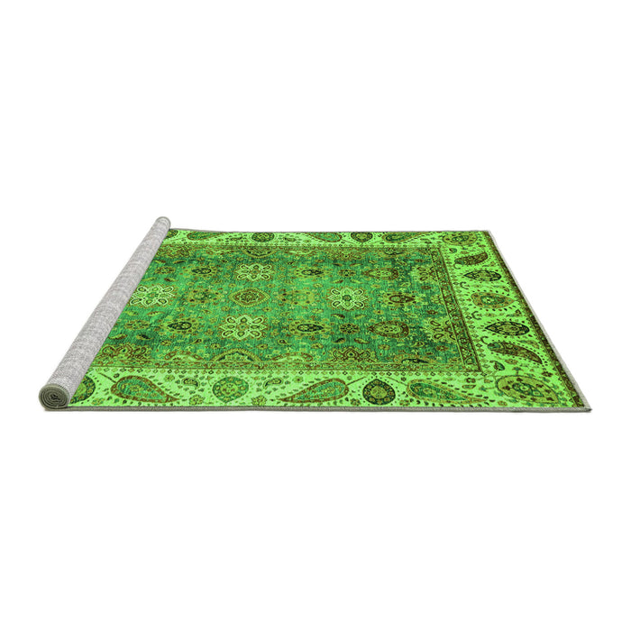Sideview of Machine Washable Oriental Green Traditional Area Rugs, wshabs3700grn