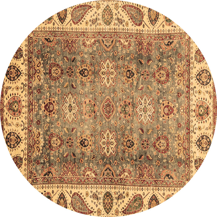 Round Oriental Brown Traditional Rug, abs3700brn