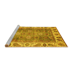 Sideview of Machine Washable Oriental Yellow Traditional Rug, wshabs3700yw
