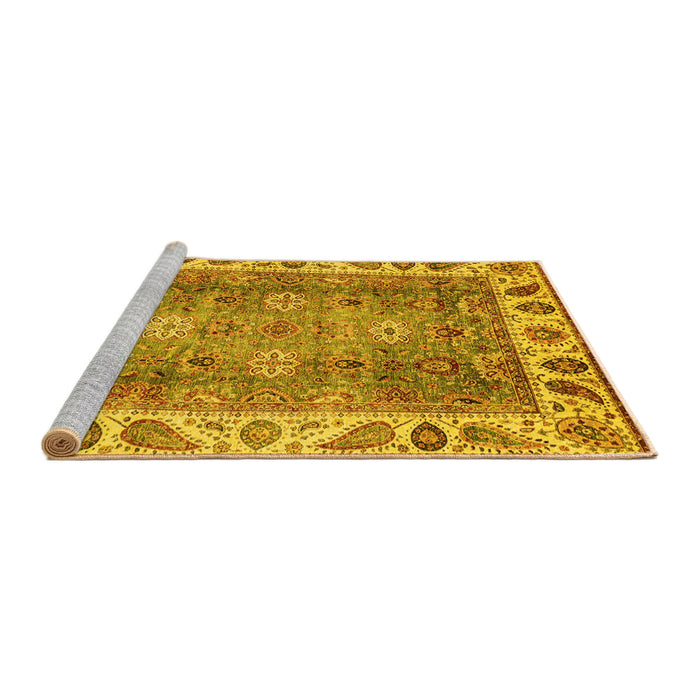Sideview of Machine Washable Oriental Yellow Traditional Rug, wshabs3700yw