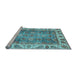 Sideview of Machine Washable Oriental Light Blue Traditional Rug, wshabs3700lblu