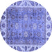 Round Machine Washable Oriental Blue Traditional Rug, wshabs3700blu