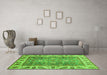 Machine Washable Oriental Green Traditional Area Rugs in a Living Room,, wshabs3700grn