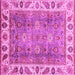 Square Machine Washable Oriental Pink Traditional Rug, wshabs3700pnk