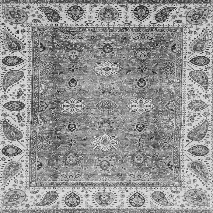 Square Machine Washable Oriental Gray Traditional Rug, wshabs3700gry