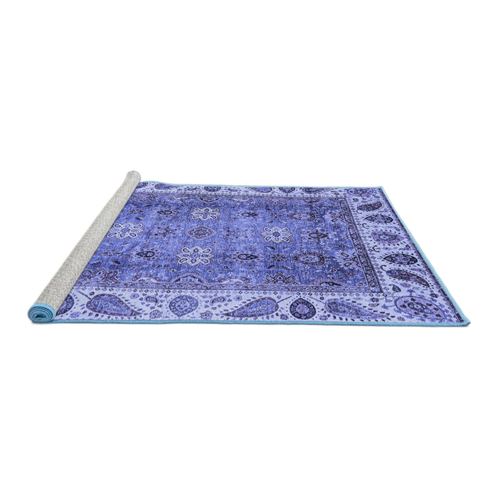 Sideview of Machine Washable Oriental Blue Traditional Rug, wshabs3700blu