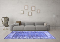 Machine Washable Oriental Blue Traditional Rug, wshabs3700blu