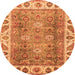 Round Oriental Orange Traditional Rug, abs3700org