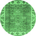 Round Oriental Emerald Green Traditional Rug, abs3700emgrn