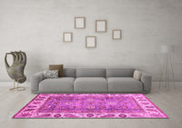 Machine Washable Oriental Pink Traditional Rug, wshabs3700pnk