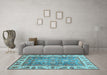 Machine Washable Oriental Light Blue Traditional Rug in a Living Room, wshabs3700lblu