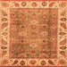 Square Machine Washable Oriental Orange Traditional Area Rugs, wshabs3700org