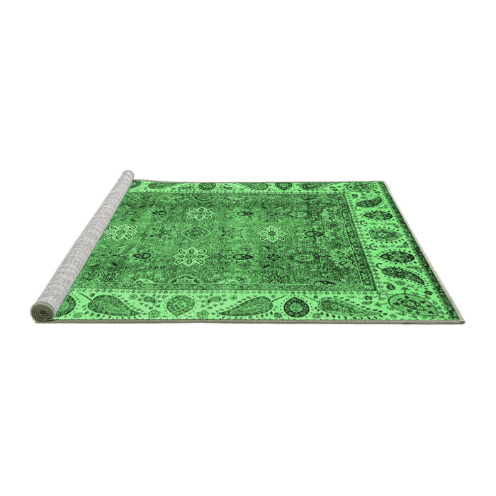 Sideview of Machine Washable Oriental Emerald Green Traditional Area Rugs, wshabs3700emgrn