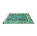 Sideview of Machine Washable Oriental Turquoise Traditional Area Rugs, wshabs3700turq