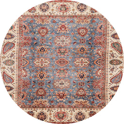 Round Machine Washable Abstract Brown Rug, wshabs3700