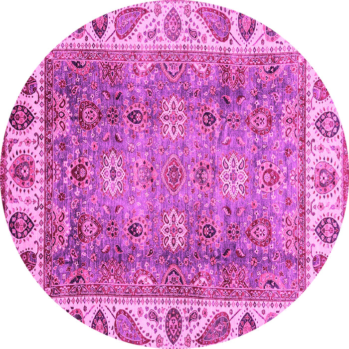 Round Oriental Pink Traditional Rug, abs3700pnk