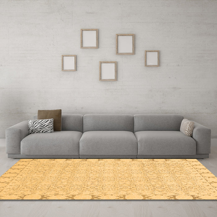 Machine Washable Abstract Brown Modern Rug in a Living Room,, wshabs3701brn