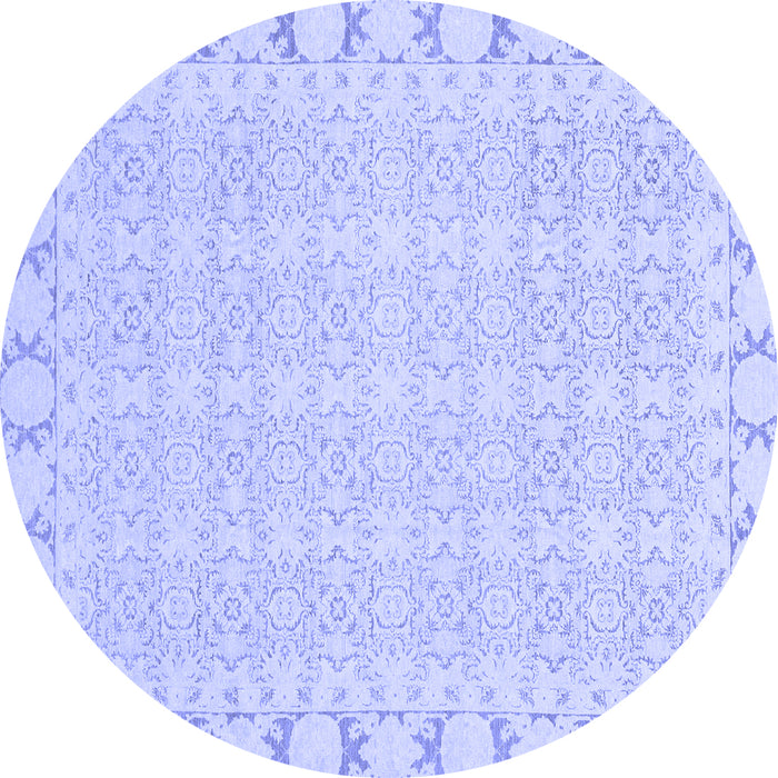 Round Abstract Blue Modern Rug, abs3701blu