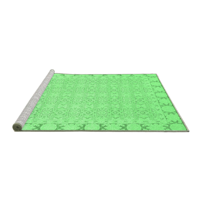 Sideview of Machine Washable Abstract Emerald Green Modern Area Rugs, wshabs3701emgrn