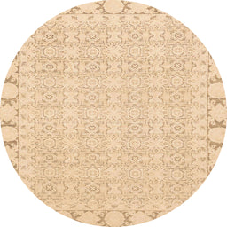 Round Abstract Brown Gold Modern Rug, abs3701