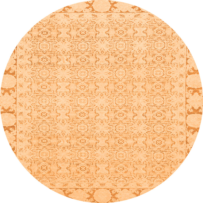 Round Abstract Orange Modern Rug, abs3701org