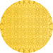 Round Abstract Yellow Modern Rug, abs3701yw