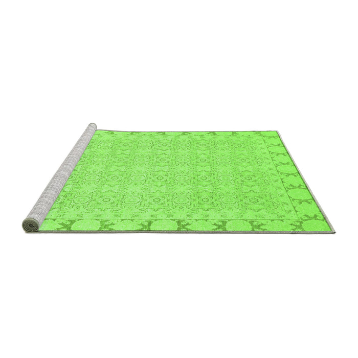 Sideview of Machine Washable Abstract Green Modern Area Rugs, wshabs3701grn