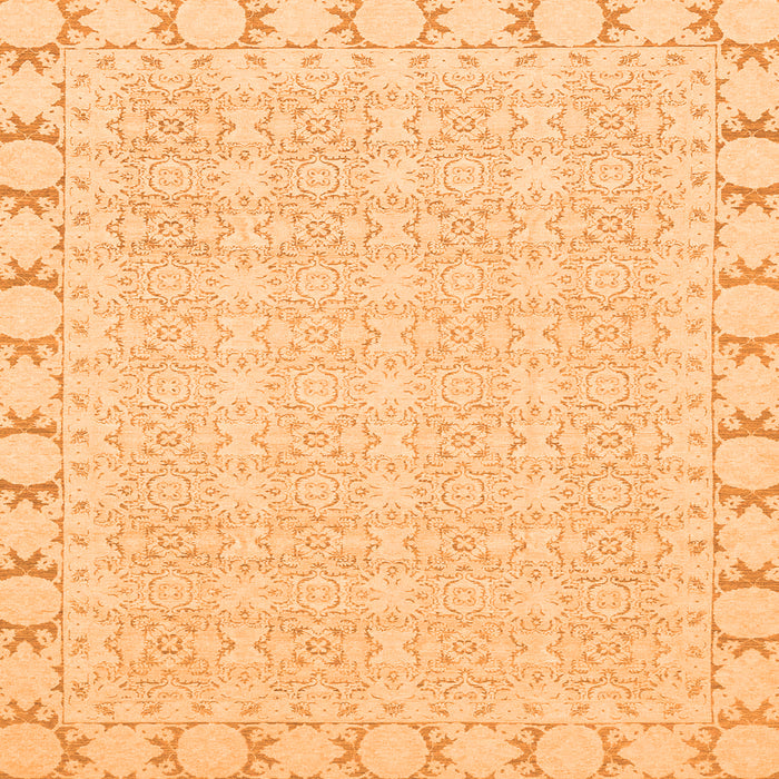 Square Machine Washable Abstract Orange Modern Area Rugs, wshabs3701org