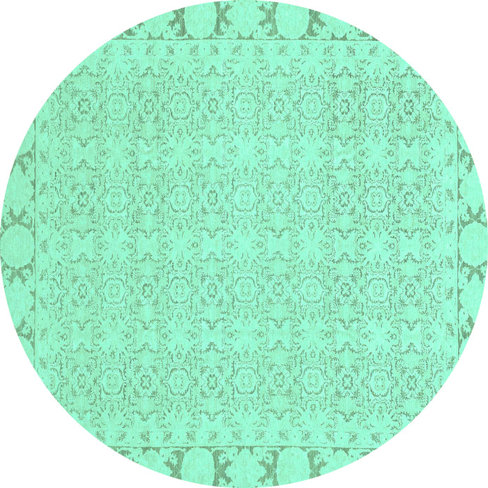 Round Abstract Turquoise Modern Rug, abs3701turq
