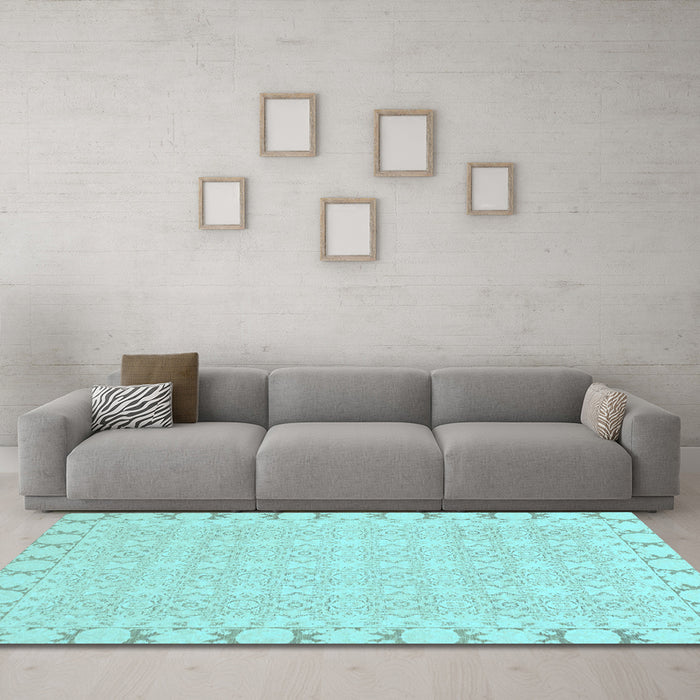 Machine Washable Abstract Light Blue Modern Rug in a Living Room, wshabs3701lblu