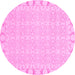 Round Machine Washable Abstract Pink Modern Rug, wshabs3701pnk