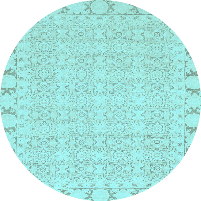 Round Abstract Light Blue Modern Rug, abs3701lblu
