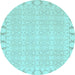 Round Abstract Light Blue Modern Rug, abs3701lblu