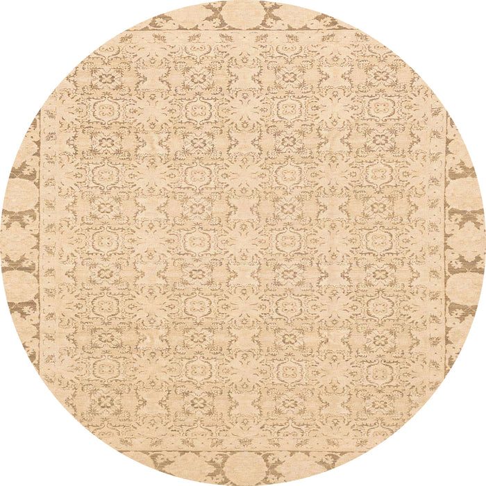 Round Machine Washable Abstract Brown Gold Rug, wshabs3701