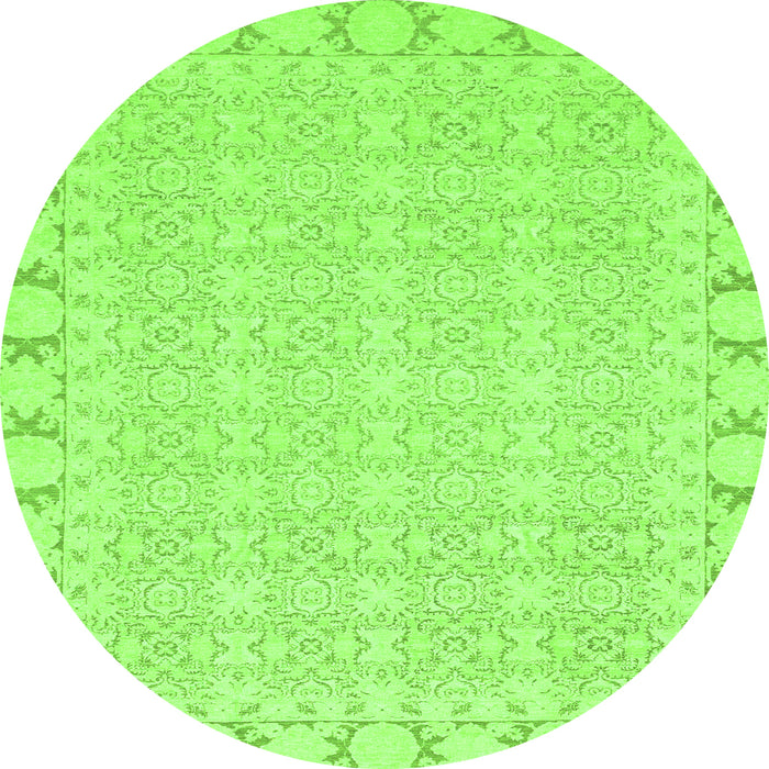 Round Machine Washable Abstract Green Modern Area Rugs, wshabs3701grn