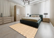 Machine Washable Abstract Brown Gold Rug in a Bedroom, wshabs3701